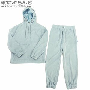 101680209 モンクレール MONCLER フーディ パーカー ジョガーパンツ 5964B スカイブルー コーデュロイ 42 セットアップ レディース