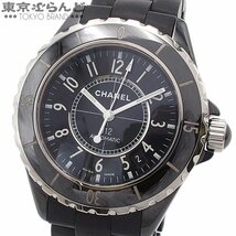 101696952 1円 シャネル CHANEL J12 38mm ラバーブレス H0684 ブラック セラミック ラバー 腕時計 メンズ 自動巻_画像1