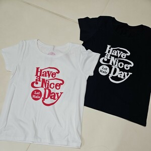 Lei Hala レイハラ ハワイコンセプトブランド　良質日本製　Tシャツカットソー2枚セット　ネイビー＆ホワイト　MからL