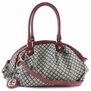 GUCCI グッチ ディアマンテ スーキー 223974 ハンドバッグ GGキャンバス グレー/赤 レディース【I191923129】中古