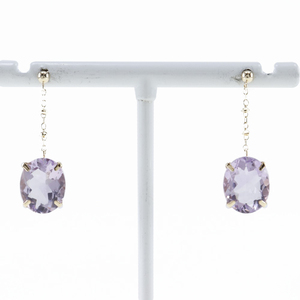  swing earrings K10 yellow gold × aquamarine purple lady's [R182423012] used 