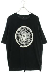 バルマン BALMAIN BH1 T-SHIRTS S-FIT COIN F-LOGO サイズ:XXL フロック加工Tシャツ 中古 BS99