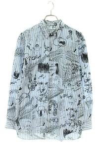 コムデギャルソンシャツ COMME des GARCONS SHIRT W24057 サイズ:M ストライプイラストデザイン長袖シャツ 中古 BS99