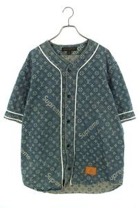 シュプリーム ルイヴィトン SUPREME LOUISVUITTON 17AW Baseball Jersey サイズ:XL モノグラムデニムベースボール半袖シャツ 中古 SB01