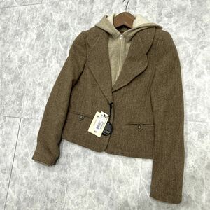 JJ @ 未使用 'レイヤードデザイン'『WOOLRICH ウールリッチ』重ね着風 ヘリンボーン柄 テーラードジャケット S レディース 上着 アウター 