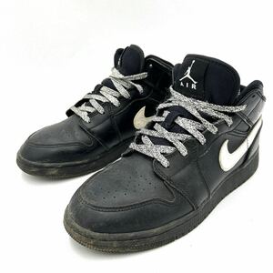 I @ 18年製 '人気 王道モデル'『NIKE ナイキ』AIR JORDAN 1 MID エアジョーダン LOW CUT スニーカー 24cm 婦人靴 シューズ 黒系 554725-049