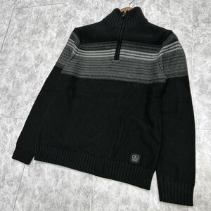 C @ 着心地抜群!! '高級感溢れる'『Calvin Klein JEANS カルバンクライン』長袖 COTTON ニット ハーフジップ セーター sizeS トップス 古着