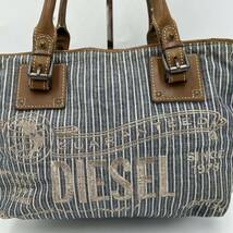 B @ 洗礼されたデザイン '使い勝手抜群'『DIESEL ディーゼル』 ストライプ柄 刺繍 トートバッグ 手提げ鞄 ハンドバッグ 婦人鞄 レディース_画像2