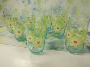 g_t M690 ADERIA アデリアグラス タンブラー グラス ガラス食器 9点まとめて レトロ 花柄