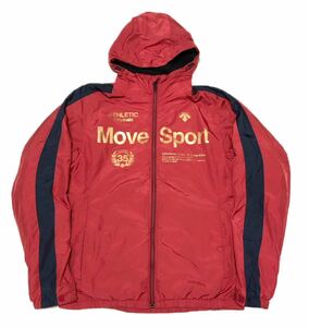 9442《DESCENTE Move Sport デサント ムーブスポーツ》ビッグロゴプリント エクスプラスサーモ フーデッド ジャケット レッド L