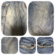 9276《Levi's リーバイス》激シブ色落ち 517 色落ち ダメージ リペア加工 ストレッチ素材 ブーツカット インディゴデニム ジーンズ W31L33_画像8