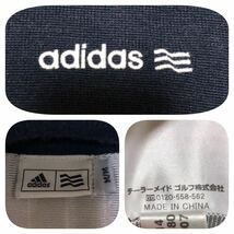 9403《adidas アディダス テーラーメイド》ロゴ刺繍 裏スニード地 ダブルジップ ニット ジャケット ネイビー×ホワイト M_画像7