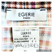 美品 EGERIE Paris 千鳥格子 シャツワンピース 七分袖_画像9