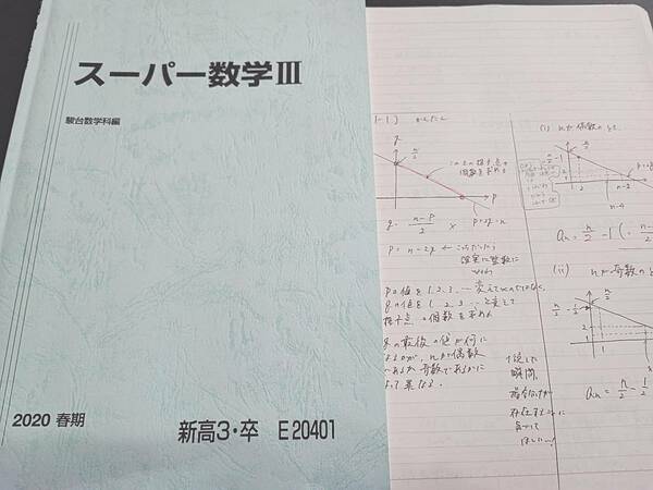 駿台　鹿野俊之先生　20年春期　スーパー数学Ⅲ　テキスト・板書　フルセット　河合塾　鉄緑会 東進　SEG　Z会