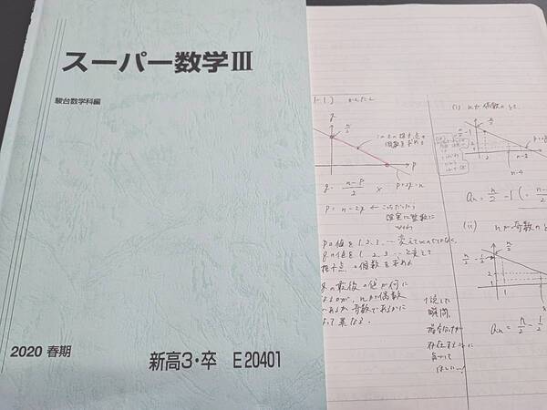 駿台 鹿野俊之先生 20年春期 スーパー数学Ⅲ テキスト・板書 フルセット 河合塾 鉄緑会 東進 SEG Z会