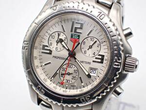 1円〜☆稼働品☆TAG Heuer タグホイヤー リンク クロノグラフ QZ CT1112 プロフェッショナル200M メンズ腕時計 シルバー文字盤/J348955