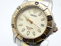 １円～★稼働品★SEIKO セイコー スキューバ 200M 7N35-6010 デイト コンビ QZ メンズ腕時計 N30912⑩_画像1