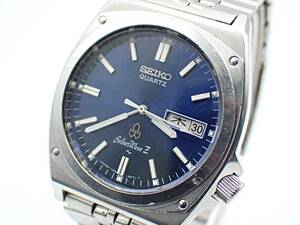 １円～★稼働品★SEIKO セイコー 7123-8240 シルバーウェーブ QZ デイト 青文字盤 メンズ腕時計 N30912⑥