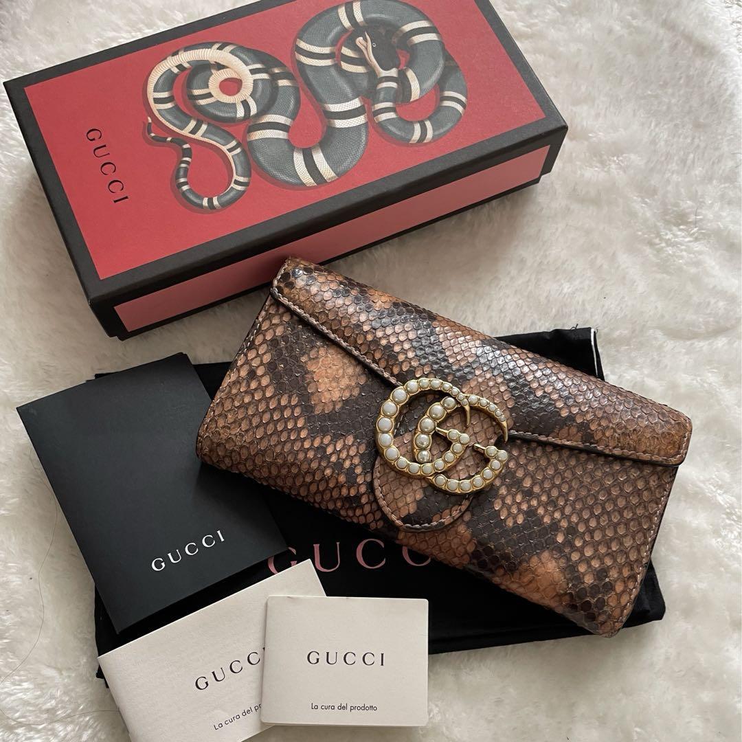 希少品 GUCCI/グッチ/長財布/GG/パイソン/インターロッキング｜Yahoo