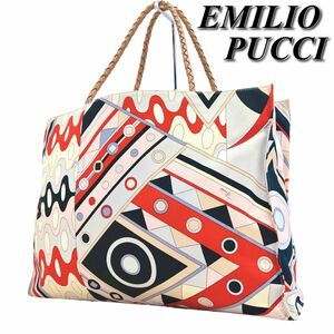 エミリオプッチ EMILIO PUCCI トートバッグ ハンドバッグ キャンバス レザー 編み込み 大容量 レッド ブラック ピンク 水色 マルチカラー