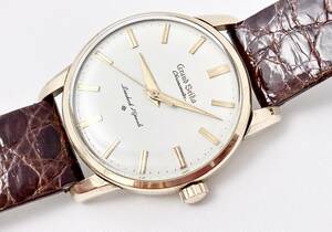 GRAND SEIKO FIRST 1st グランドセイコー ファースト 手巻き CHRONOMETER Cal.3180 彫り文字盤 SD 獅子メダリオン J14070 純正尾錠