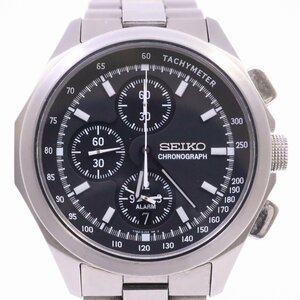 SEIKO セイコー クロノグラフ クォーツ メンズ 腕時計 チタン 黒文字盤 純正ベルト 7T62-0GS0【いおき質店】