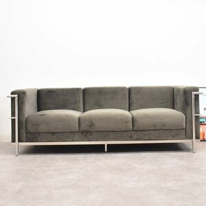 [ limitation free shipping ] fabric cloth made ru*ko ruby je design triple sofa 3 seater . outlet furniture [ new goods exhibition goods ]0026618