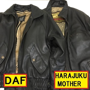 daf/harajyuku mother/レザージャケットセット/2着/皮ジャン/ブラック/m・lサイズ/ビンテージ/上着/アウター/ブルゾン/メンズ/ジャンク