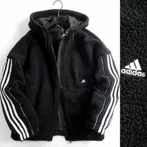 adidas アディダス 新品 UNITEFIT スリーストライプス フルジップ ボアパーカー シェルパジャケット ブルゾン HP1374 M ▲029▼bus9156e_画像1