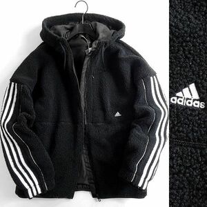 adidas アディダス 新品 UNITEFIT スリーストライプス フルジップ ボアパーカー シェルパジャケット ブルゾン HP1374 M ▲029▼bus9156e