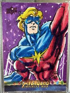 激レア！UD marvel avengers captain marvel sketch card スケッチ