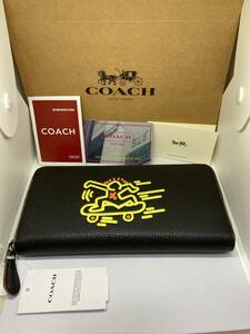 ☆新品未使用　正規品　COACH　コーチ　F87107　長財布　コーチ×キース・ヘリングコラボ　ジップアラウンド　BLK☆