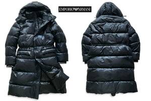 新品【EMPORIO ARMANI/アルマーニ】▼19万【真冬も寒さ知らずなたっぷり羽毛】ウエスト調節▼極濃紺オールフェザーダウン羽毛コート▼54