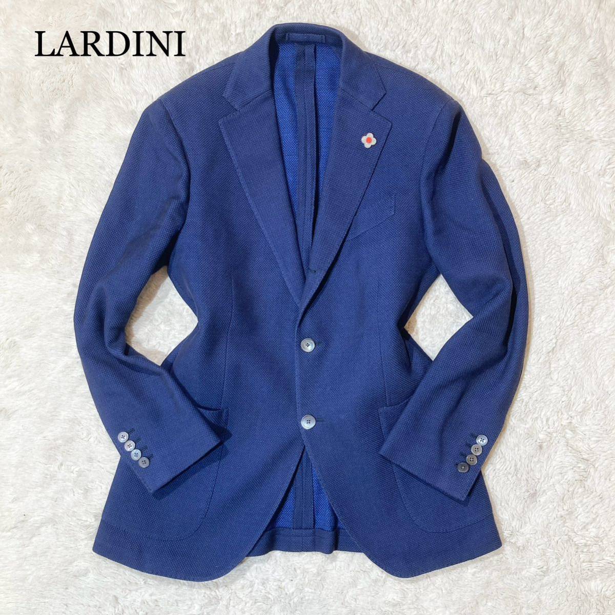 LARDINI／ラルディーニ 麻絹ジャケット48 春物チェック柄 美品-