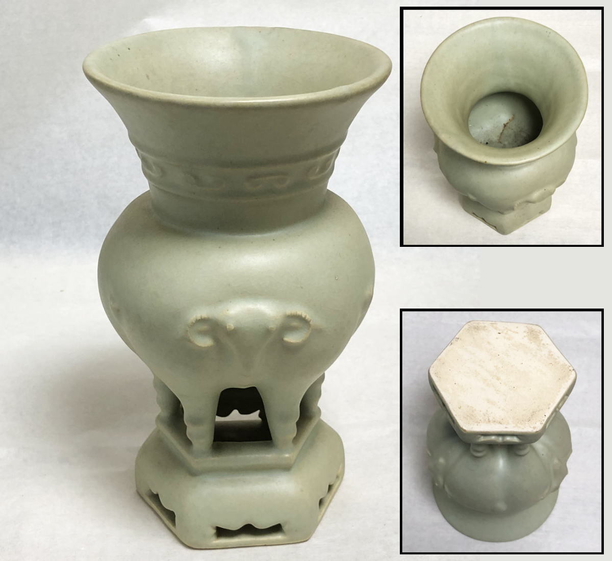 [ бесплатная доставка ] Tang предмет юг Song [ селадон три ..] высота 22.5cm ваза для цветов ваза кувшин "hu" цветок входить [ мука синий . обжиг в печи . добродетель . синий .. контейнер . обжиг в печи юг Song . обжиг в печи дракон Izumi обжиг в печи ]WWTT023