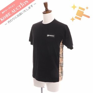 ■ バーバリー Tシャツ サイド ノバチェック 半袖 トップス メンズ レディース XXS ブラック