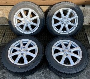 175/65R15 DUNLOP ダンロップ ウインターMAX 日本製 スタッドレスタイヤ 2022年 9部山 アルミホイール 15×5.5J PCD100 4H +42 アクアにて