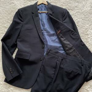 【Paul Smith/ポールスミス】現行『ケンジントン FIT』裏地ドット×光沢ネイビー ストレッチウール ネイビー セットアップ スーツ 38/M相当