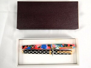 モリソン 故・加藤清 作 モザイク模様 万年筆とボールペン 本物・未使用★MORISON Fountain Pen ＋ Ballpoint Pen. Made in JAPAN. NEW