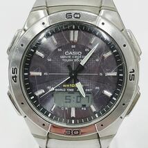 稼動品 CASIO カシオ WVA-470 wave ceptor ウェーブセプター 3針 電波ソーラー ベルト純正 メンズ 腕時計 アナデジ R尼1021○_画像2