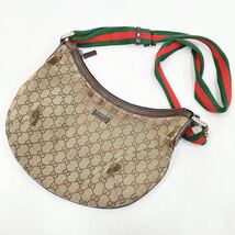 GUCCI グッチ ショルダーバッグ 181092 キャンバス レザー ベージュ系 GG柄 斜め掛け シェリーライン _画像1