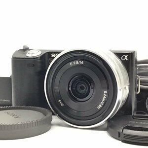 カメラ SONY NEX-5 / E 16mm F2.8 SEL16F28 ミラーレス一眼レフ セット品 現状品 [1321HJ]