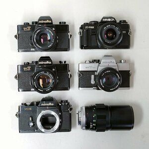 MINOLTA X-700 , SRT Super 黒 + 2.8/28 , 1.4/50 , 3.5/200 他 MF一眼レフ 5点セット まとめ ●ジャンク品 [7896TMC]