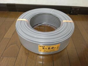 ① 未使用 富士電線工業製 黒・白・赤 VVF2.0－3芯ケーブル 1巻（100ｍ巻）3×2.0