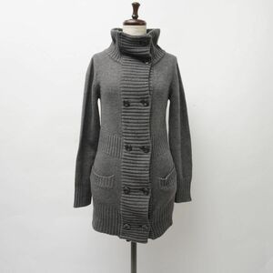 美品 MAYSON GREY メイソングレイ ウール ダブルブレスト ハイネックロングニットカーディガン トップス レディース グレー サイズ2*JC446