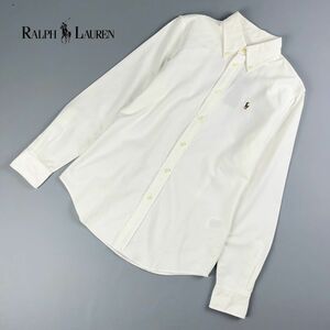 新品未使用 RALPH LAUREN ラルフローレン SLIM FIT ワンポイント刺繍 ボタンダウンシャツ トップス メンズ 白 ホワイト サイズS*JC973