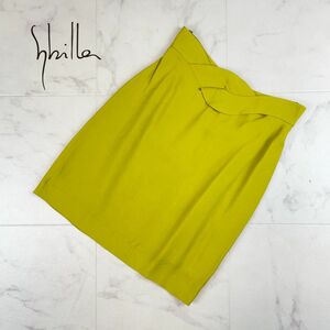 Sybilla シビラ ウエストデザインタイトスカート ミニ丈 裏地あり 黄緑 イエローグリーン サイズ63-90*JC952