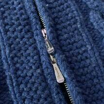 D16 美品 定価8万 Mぐらい 44『ドルモア Drumohr』ケーブル編み 肉厚 ウール ニット パーカー ジャケット ブルゾン 鮮やかなブルー 青_画像8