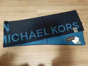 新品未使用　MICHAEL KORS　マイケルコース　ロゴマフラー　メンズ　レディースも　ブルー　ネイビー　ショッパー有