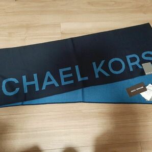 新品未使用　MICHAEL KORS　マイケルコース　ロゴマフラー　メンズ　レディースも　ブルー　ネイビー　ショッパー有